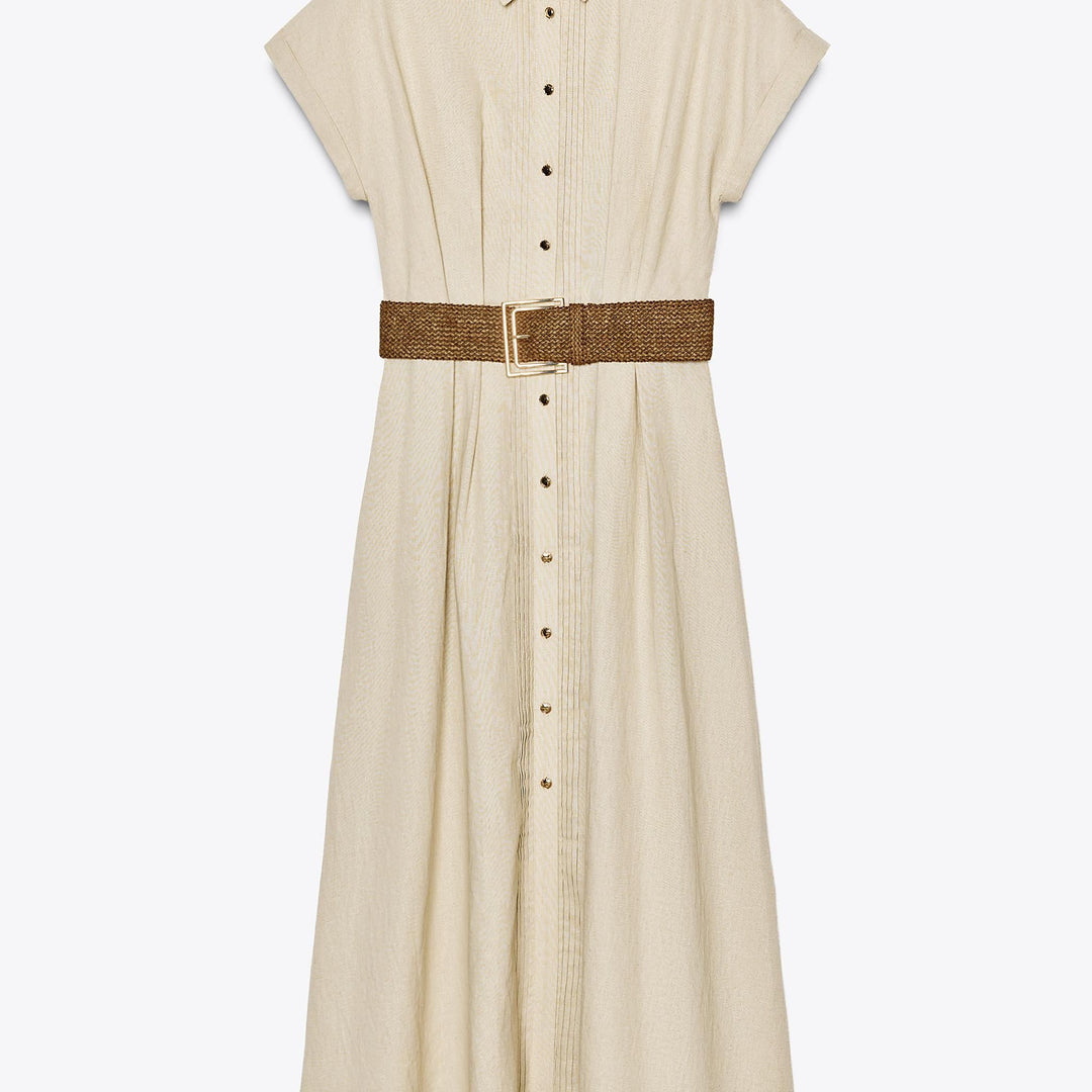 Moudda ZARA - Robe Midi Lin Chemisier - Ceinture - Tunisie 1