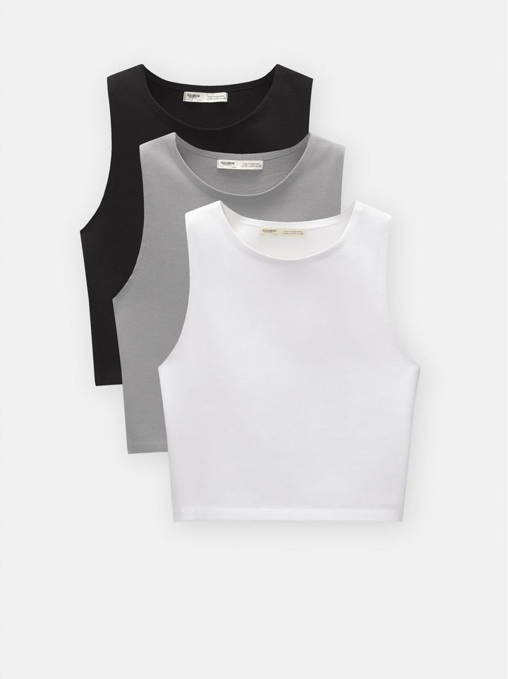 Moudda PULL & BEAR - Body Basique Sans Manches Tripack En Ligne - Tunisie 1