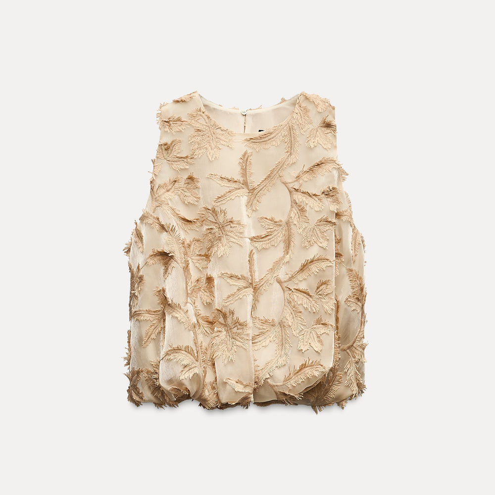 Moudda ZARA - Top fleur 3D détail manches bouffantes - Tunisie 2