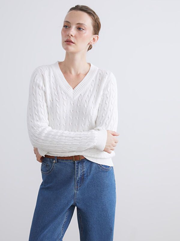 Moudda LC Waikiki - Pull tricot maternité Femme Ecru - Tunisie 1