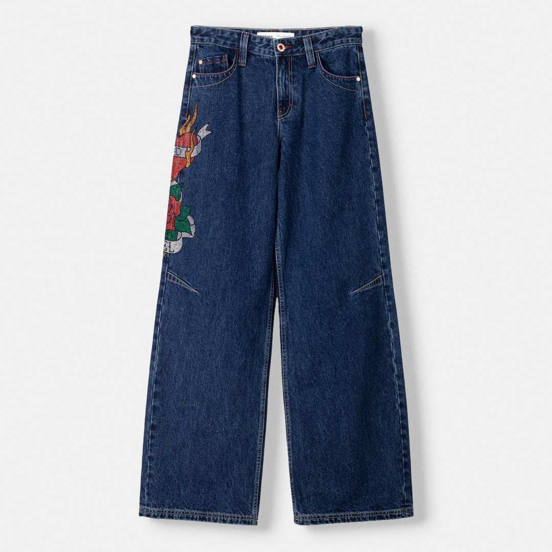 Moudda BERSHKA - Jean boyfriend strass tatouage - Tunisie 1