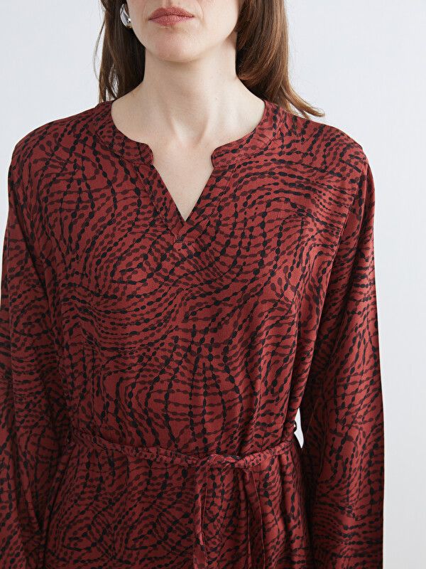 Moudda LC Waikiki - Robe manches longues en tissu pour Femme couleur Rouge imprimé - Tunisie 3