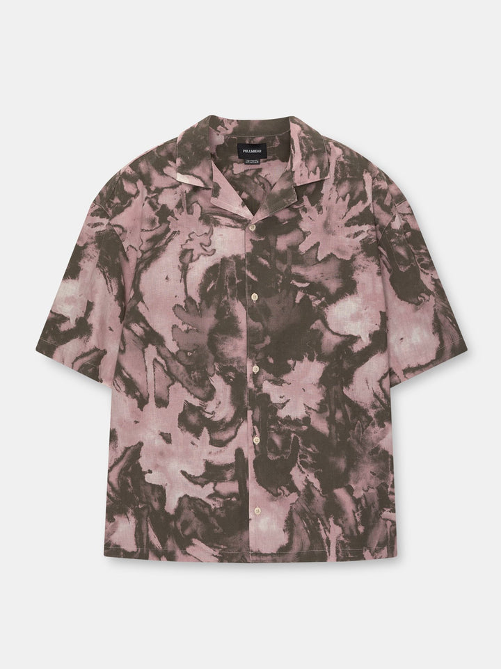 Moudda PULL & BEAR - Chemise Demi-Manches Imprimé Black-Pink Wall - Tunisie 1