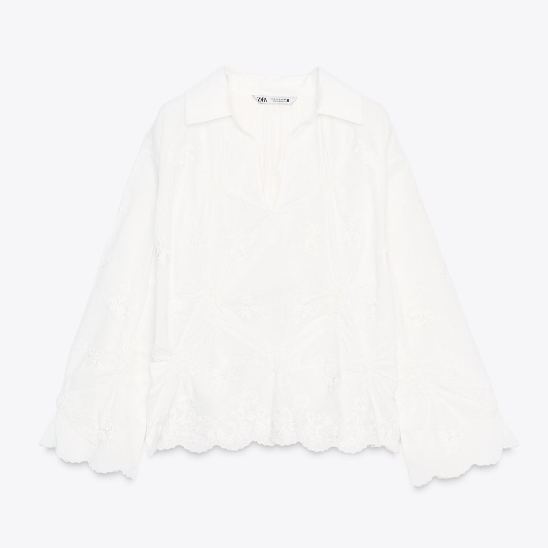 Moudda ZARA - Blouse - Col Polo, Fronces & Broderie - Tunisie 1