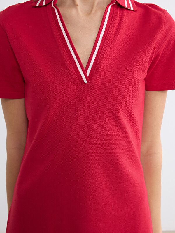 Moudda LC Waikiki - Robe manches courtes en jersey pour Femme couleur Rouge - Tunisie 3
