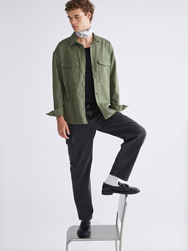 Moudda LC Waikiki - Veste-chemise tissée Homme Kaki - Tunisie 1