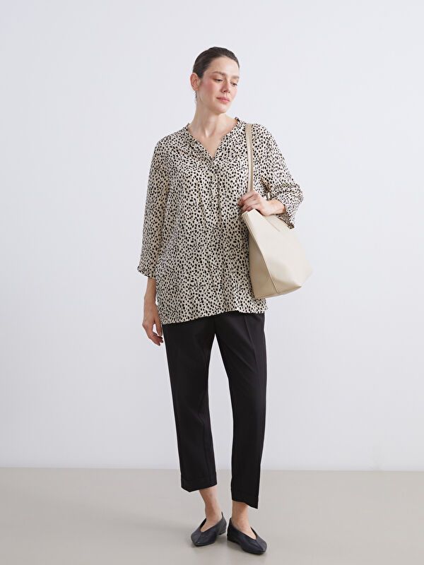 Moudda LC Waikiki - Blouse tissée imprimée manches longues Femme Imprimé écru - Tunisie 2