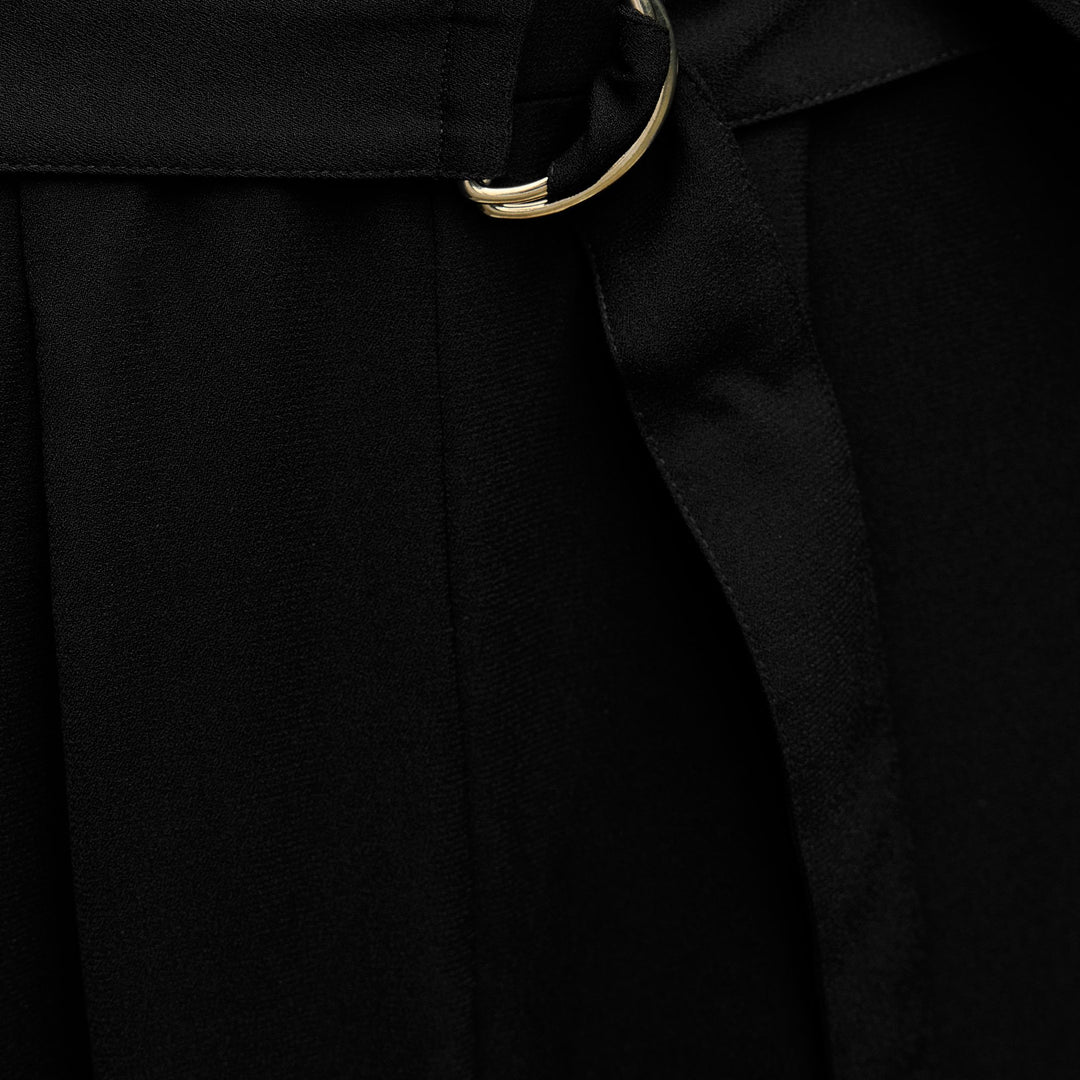 Moudda ZARA - Combinaison crêpe noire manches courtes ceinturée - Tunisie 4