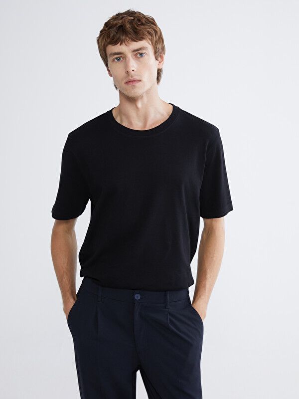 Moudda LC Waikiki - T-shirt manches courtes en jersey pour Homme couleur Noir - Tunisie 1