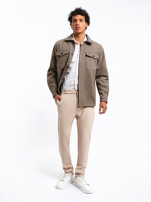 Moudda LC Waikiki - Surchemise en tissu (Shacket) couleur Vison pour hommes - Tunisie 2