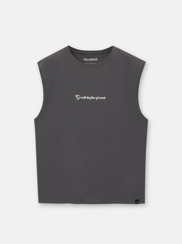 Moudda PULL & BEAR - T-Shirt Bretelles Larges Texte Poitrine - Tunisie 6
