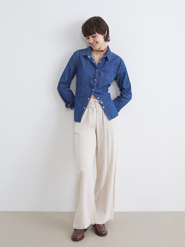 Moudda LC Waikiki - Pantalon fin en tissu pour Femme couleur Beige clair - Tunisie 1