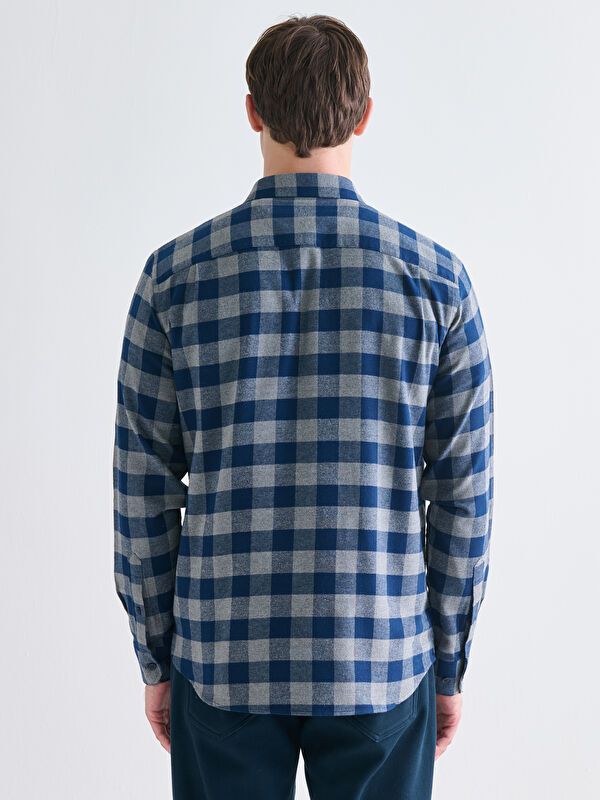 Moudda LC Waikiki - Chemise tissée à carreaux manches longues Homme Carreaux marine - Tunisie 4