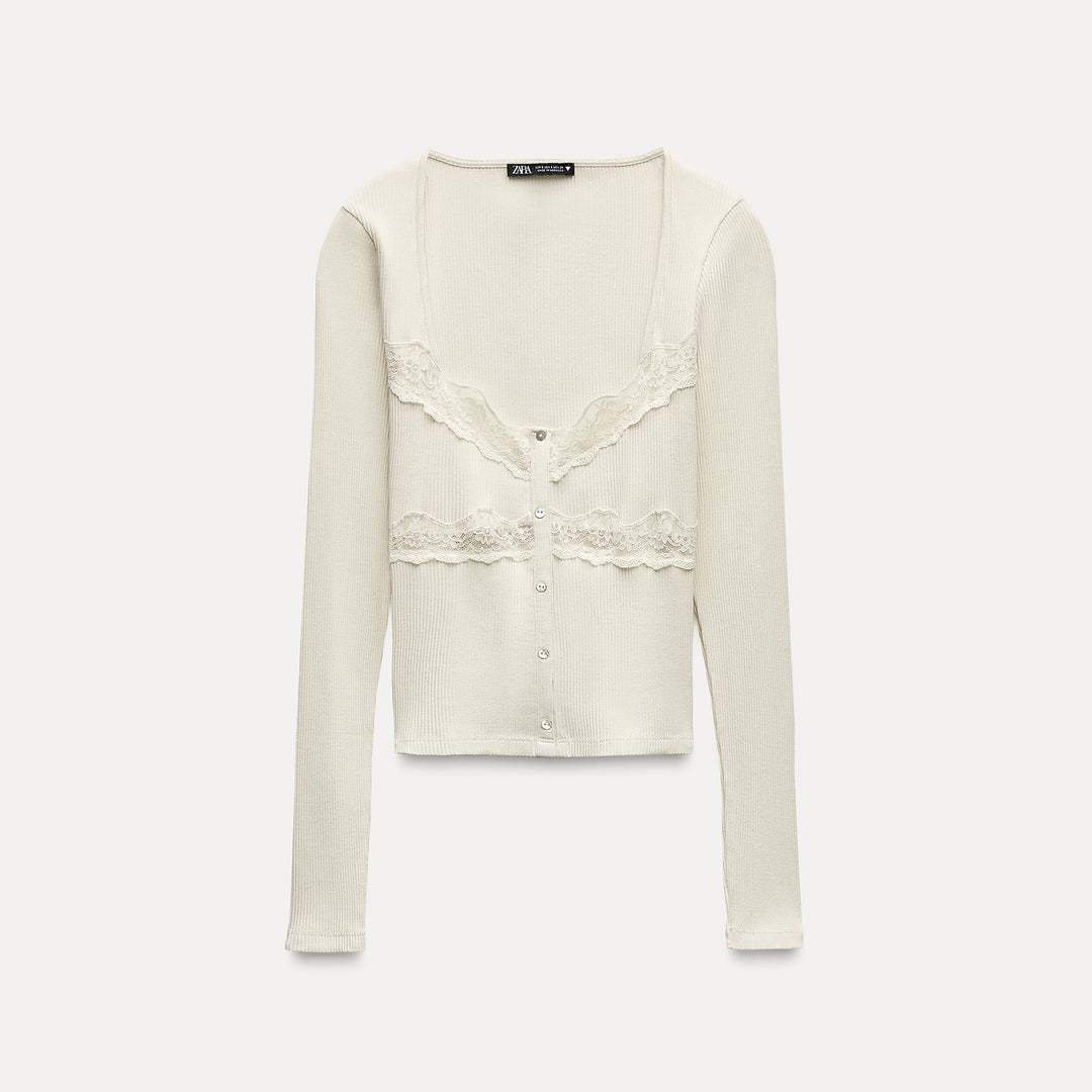 Moudda ZARA - Top Féminin Bimatière Dentelle et Boutons - Tunisie 1