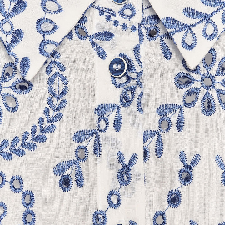 Moudda ZARA - Chemise - Broderie Bleu/Blanc - Tunisie 3