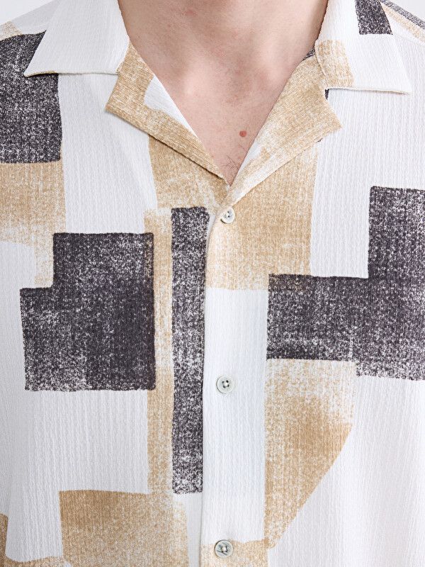Moudda LC Waikiki - Chemise imprimée manches courtes en tissu pour Homme couleur  Beige - Tunisie 3