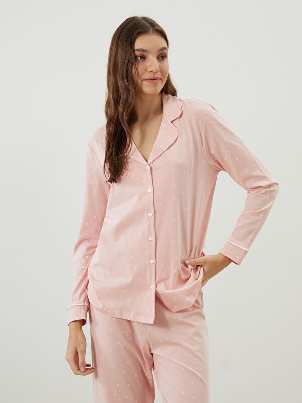 Moudda LC Waikiki - Pyjama manches longues en jersey couleur Rose imprimé pour femmes - Tunisie 2