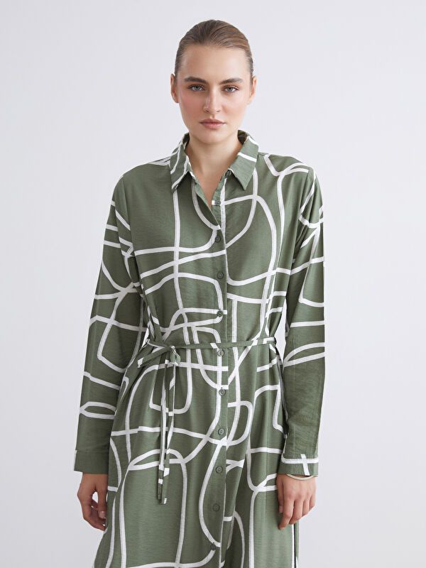 Moudda LC Waikiki - Robe tissée manches longues Femme Imprimé vert - Tunisie 1