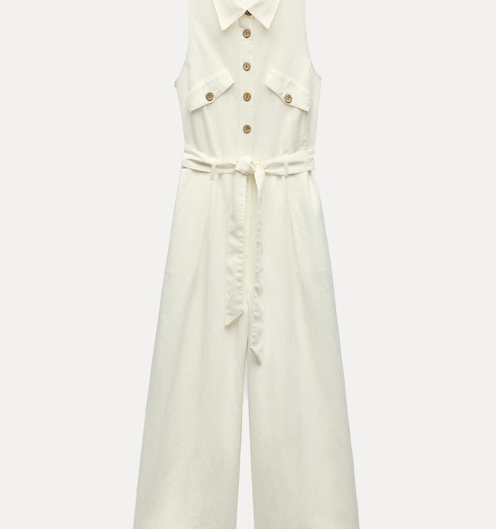 Moudda ZARA - Combinaison chemise en lin/coton courte ceinturée - Tunisie 2