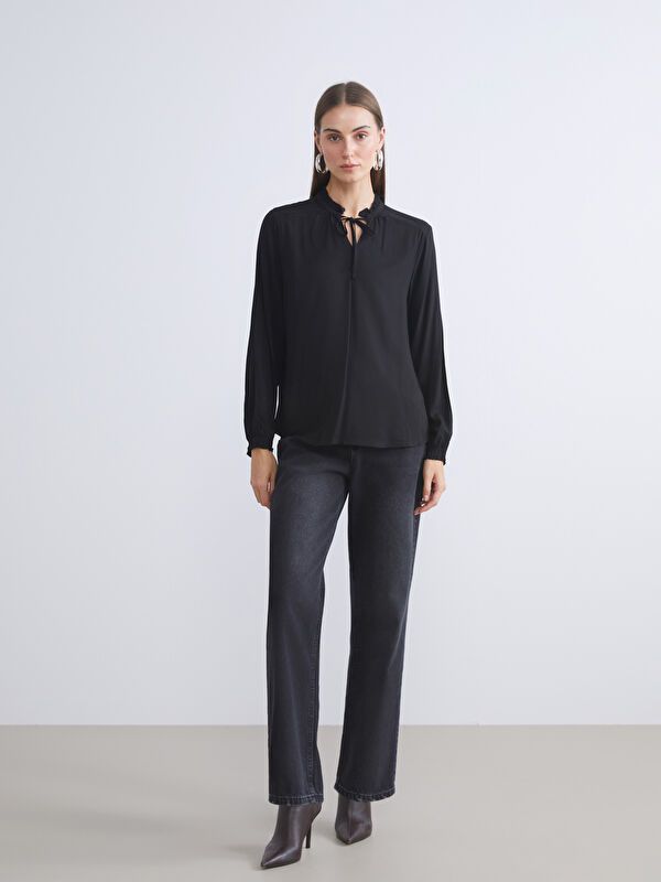 Moudda LC Waikiki - Blouse tissée manches longues Femme Noir - Tunisie 2