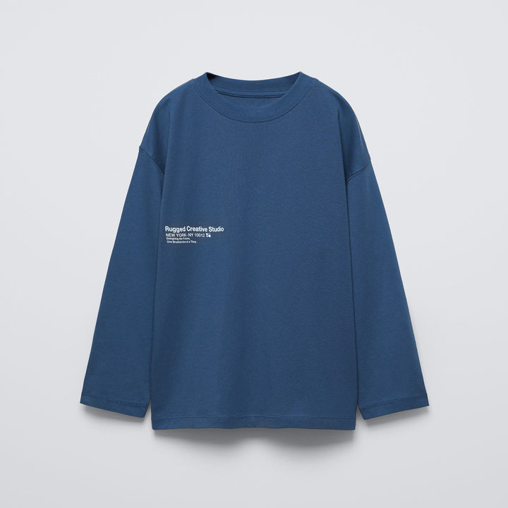 Moudda ZARA - T-shirt manches longues, création graphique, bleu - Tunisie 1