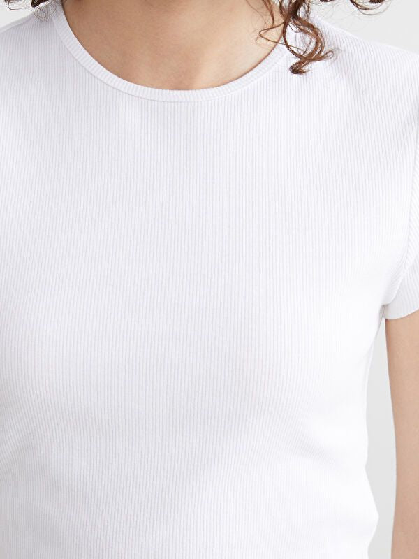 Moudda LC Waikiki - Body jersey manches courtes Femme Buxe blanc - Tunisie 3