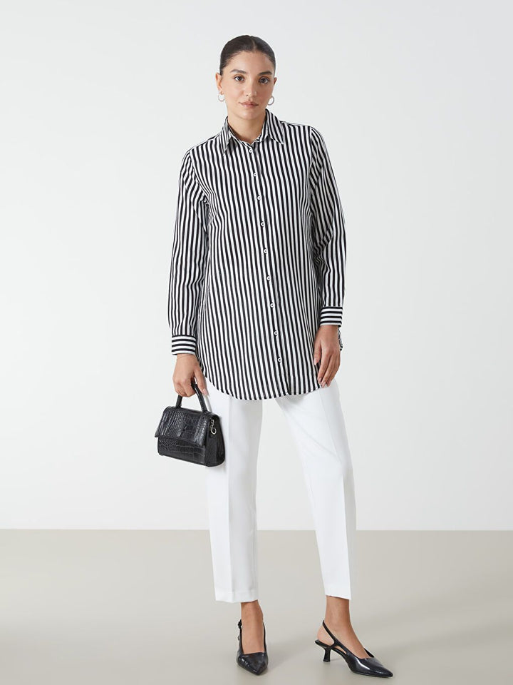 Moudda LC Waikiki - Tunique à manches longues Femme Rayures noires - Tunisie 2