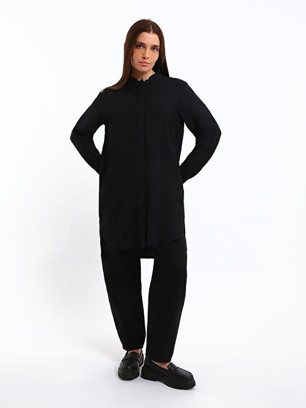 Moudda LC Waikiki - Tunique manches longues en tissu couleur Noir pour femmes - Tunisie 2