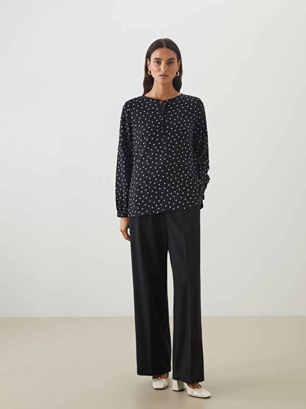 Moudda LC Waikiki - Blouse tissée manches longues Femme Imprimé en noir - Tunisie 2