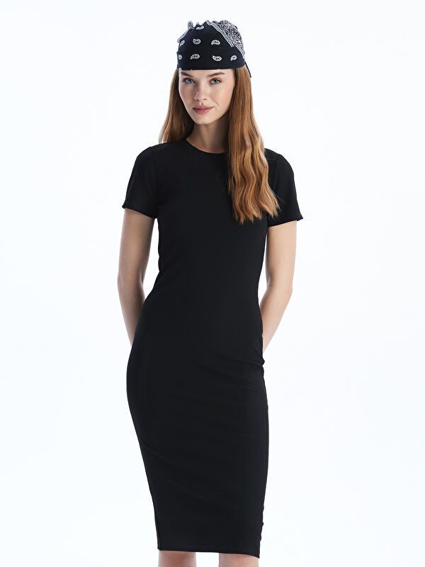 Moudda LC Waikiki - Robe en jersey manches courtes Femme Noir - Tunisie 2