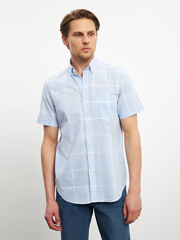Moudda LC Waikiki - Chemise à carreaux manches courtes en tissu tissé pour Homme - Tunisie 1