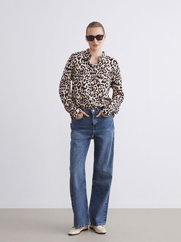 Moudda LC Waikiki - Chemise tissée imprimée manches longues Femme Imprimé marron - Tunisie 2