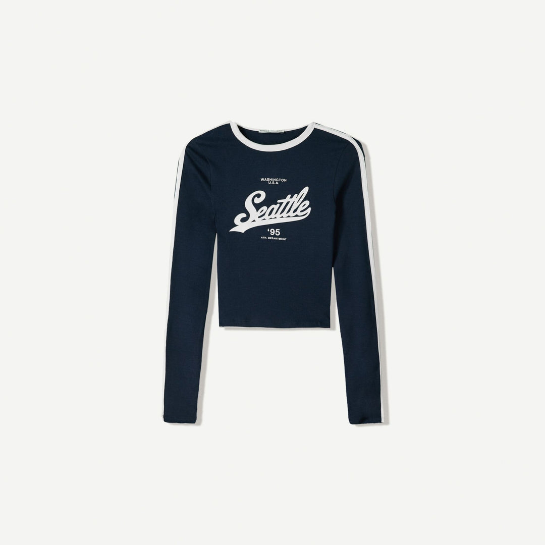Moudda BERSHKA - T-Shirt - Piping & Imprimé USA - Tunisie 1
