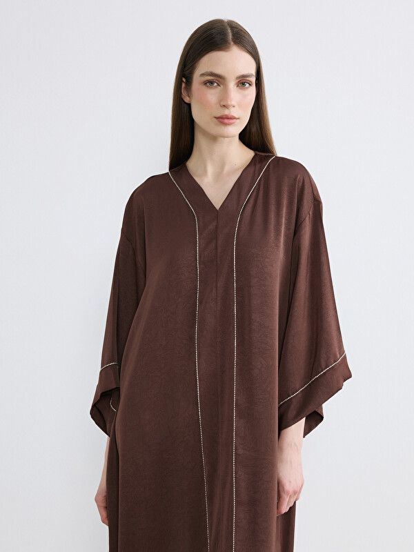 Moudda LC Waikiki - Robe manches longues en tissu pour Femme couleur Marron - Tunisie 1