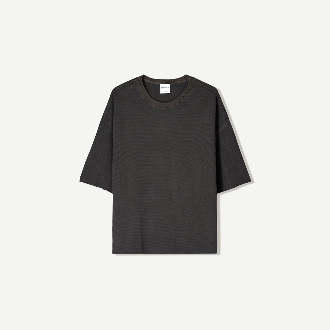 Moudda BERSHKA - T-Shirt Boxy - Gaufré Lavé - Tunisie 1