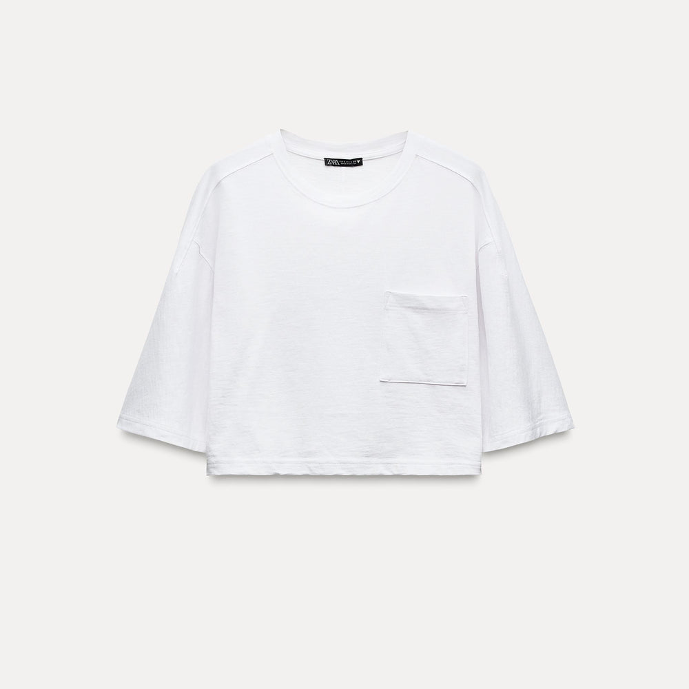 Moudda ZARA - T-shirt boxy en flammé, poche - Tunisie 2