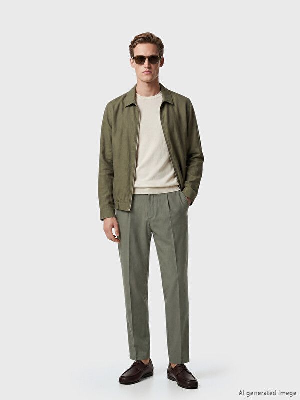 Moudda LC Waikiki - Pantalon mi-saison en tissu pour Homme couleur Kaki clair - Tunisie 1