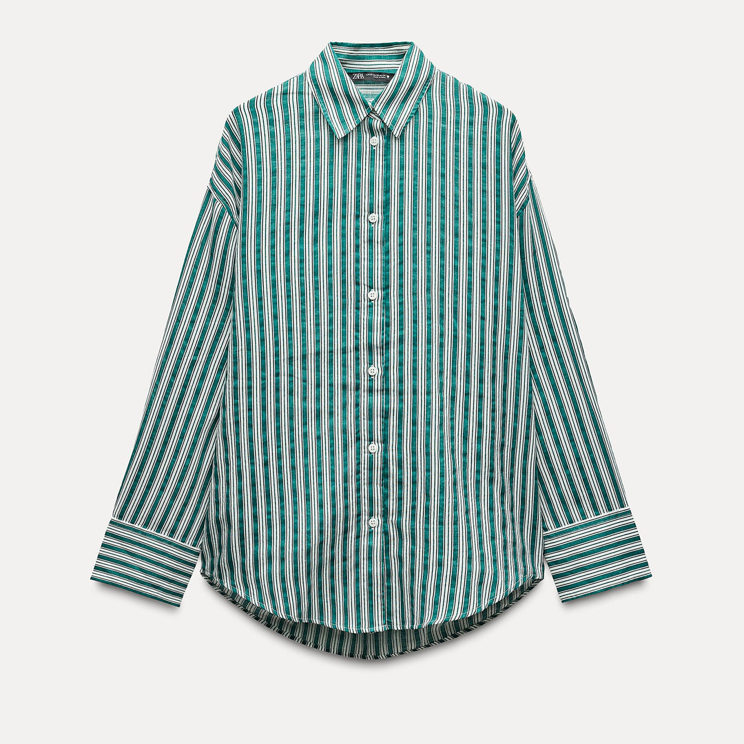 Moudda ZARA - Chemise ample en gaze rayée imprimée - Tunisie 1