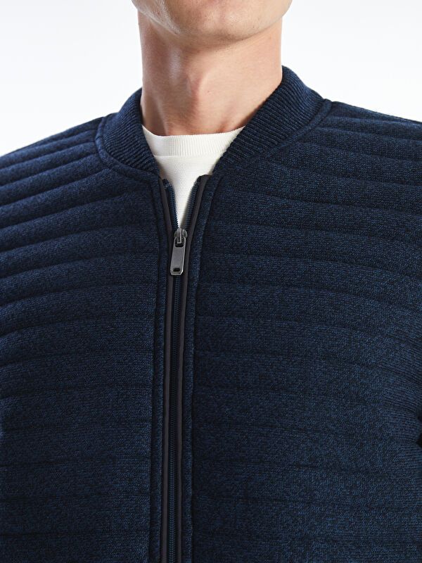 Moudda LC Waikiki - Cardigan-manteau en tricot couleur Bleu marine mélangé pour hommes - Tunisie 3