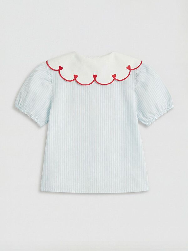 Moudda LC Waikiki - Chemise manches courtes en tissu pour Fille couleur Bleu rayé - Tunisie 2