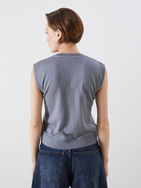 Moudda LC Waikiki - Pull tricot sans manches Femme Anthracite mlg - Tunisie 4