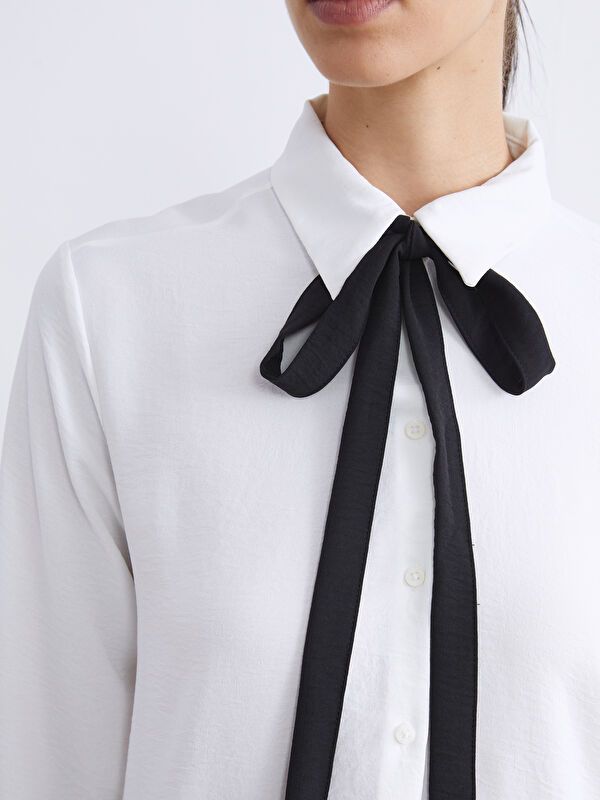 Moudda LC Waikiki - Chemise tissée manches longues Femme Buxe blanc - Tunisie 3