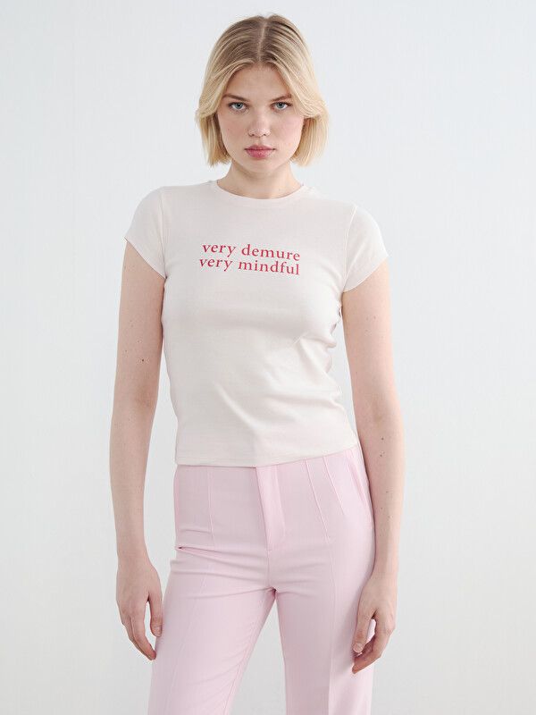 Moudda LC Waikiki - Body imprimé manches courtes en jersey pour Femme couleur Rose pâle - Tunisie 1