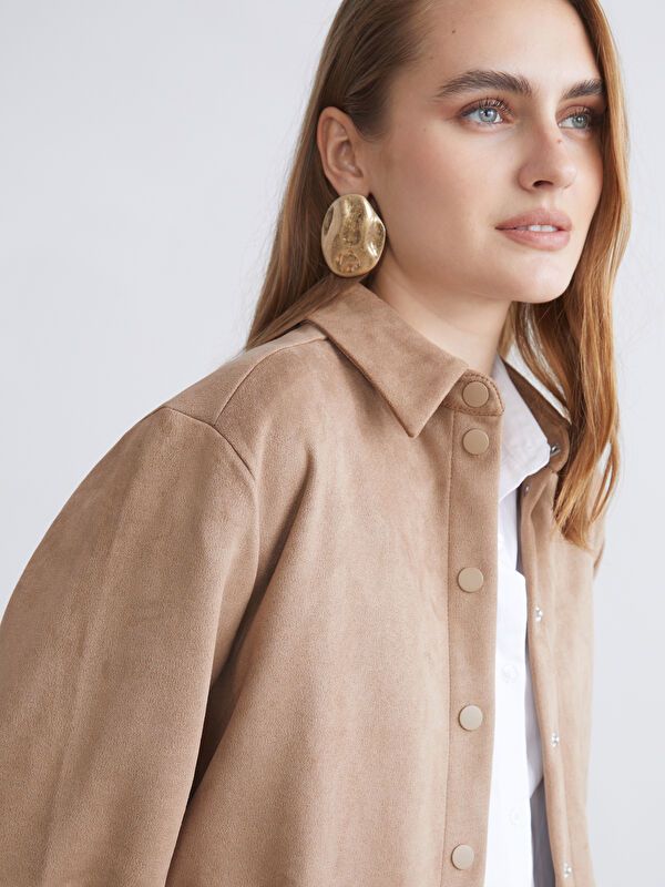 Moudda LC Waikiki - Chemise tissée manches longues Femme Brun clair - Tunisie 3