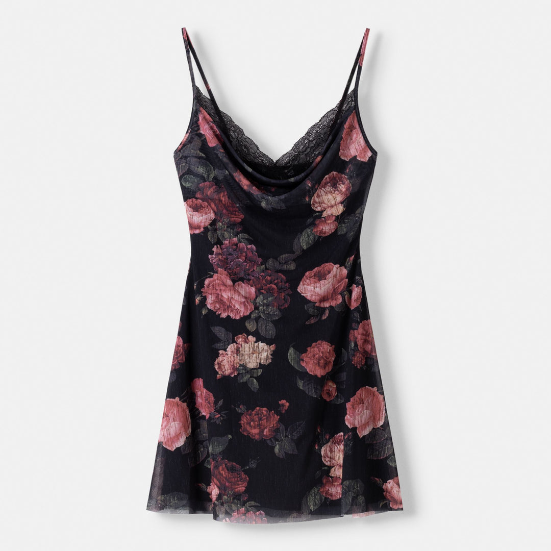 Moudda BERSHKA - Robe courte en tulle bretelles, fleurs - Tunisie 1