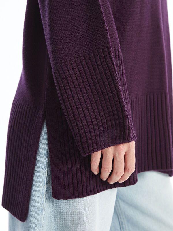 Moudda LC Waikiki - Pull épais en tricot couleur Violet foncé pour femmes - Tunisie 4