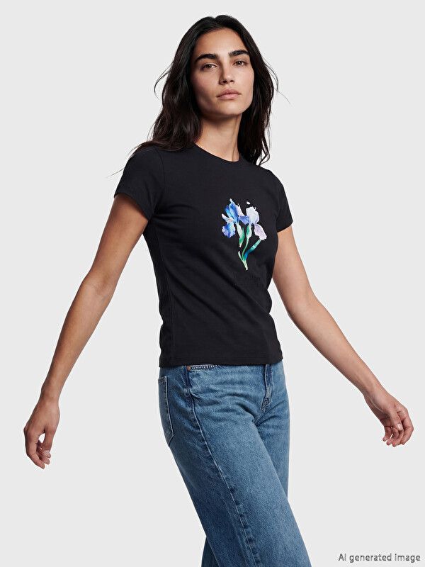 Moudda LC Waikiki - Body imprimé manches courtes en jersey pour Femme couleur Anthracite - Tunisie 1