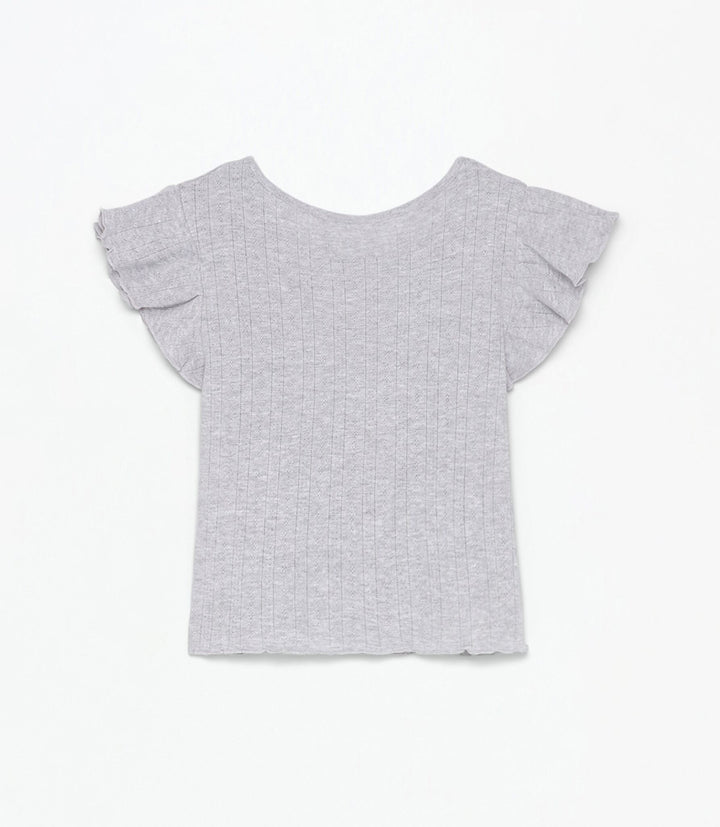 Moudda Lefties - T-Shirt Côtes Pointelle - Nœuds Mars Fille (Gris Moyen) - Tunisie 3