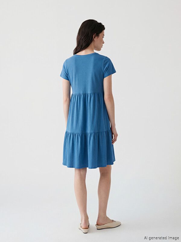 Moudda LC Waikiki - Robe maternité en jersey manches courtes pour Femme couleur Bleu moyen - Tunisie 3