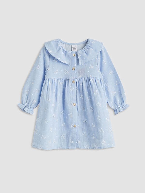 Moudda LC Waikiki - Robe manches courtes en tissu pour Fille couleur Bleu clair imprimé - Tunisie 1